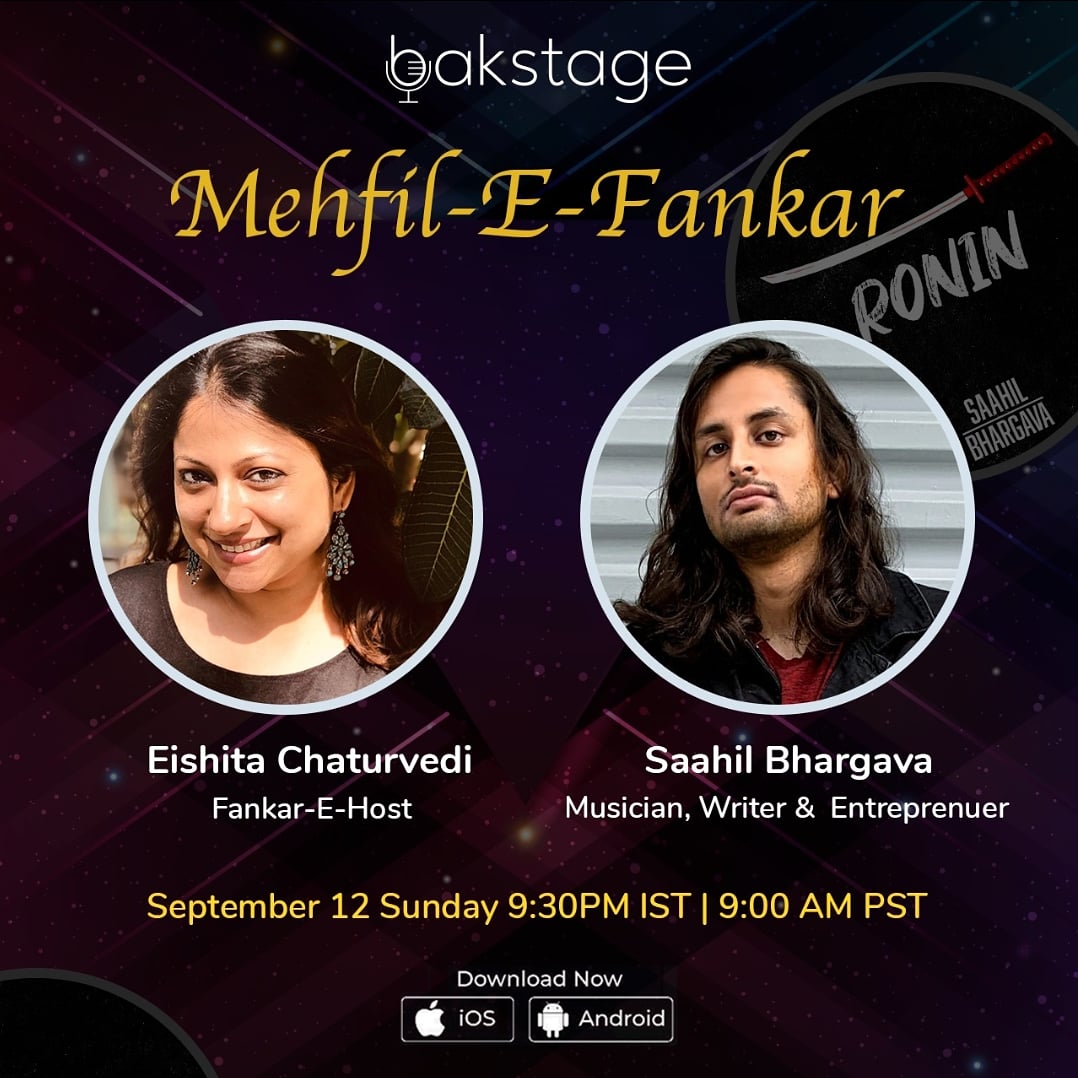 A musical evening awaits you with  <a href="/saahilwb/">Saahil Wadekar Bhargava</a> and Eishita Chaturvedi, today at 9:30PM IST, on Bakstage. 

@momscando_vlogs @human_on_a_mission

You can be a part of the conversation through the following link

bkstg.flyx.me/0vTPIVuWtjb

.
.
.
#AmaalMallik #Lyricist #hiphop