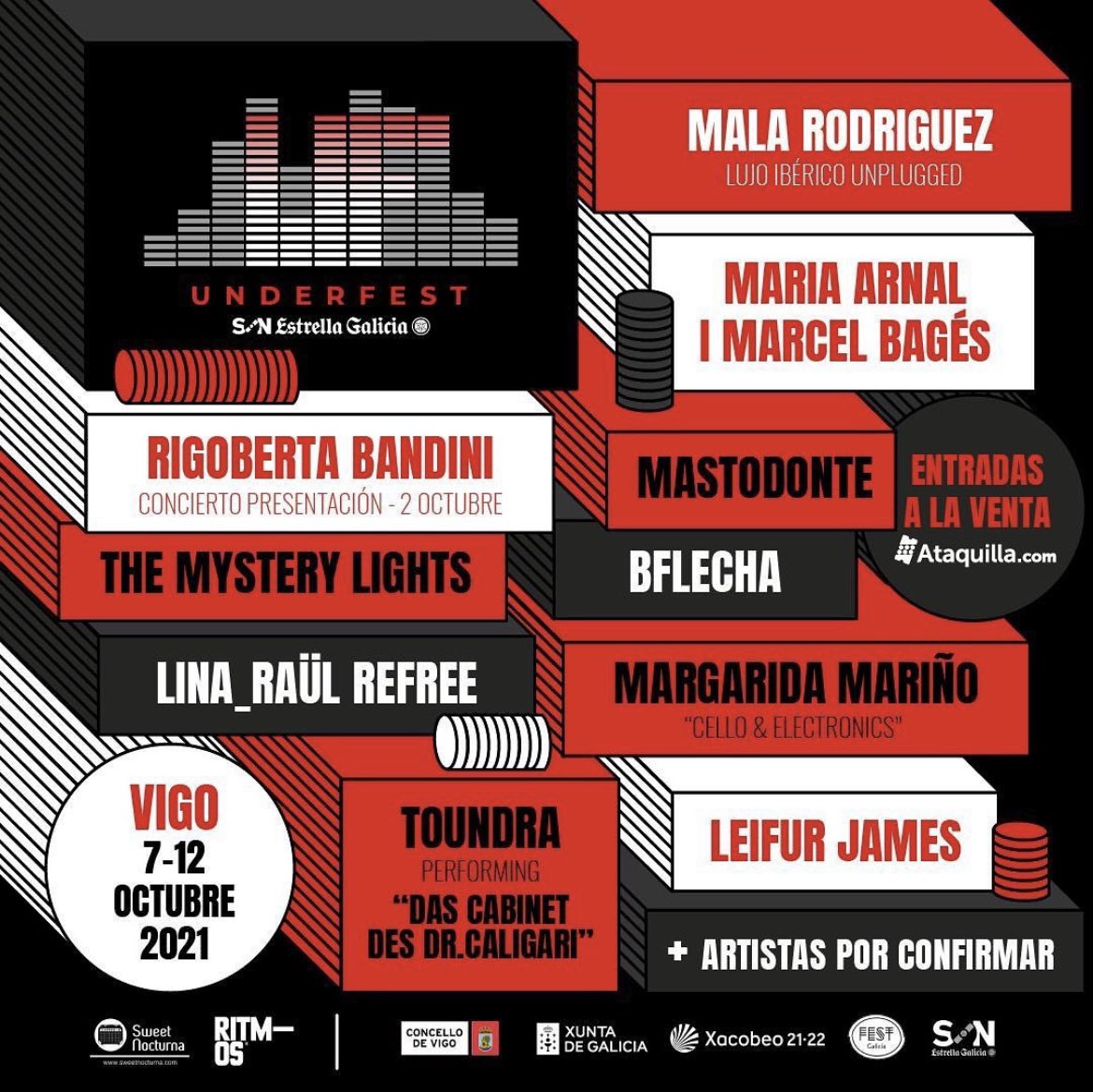 gal_concierto's tweet photo. Del 7 al 12 de octubre #FestivalUndefest en Vigo con #RobertaBandini @malarodriguez @mariaarnaldimas I #marcelbages @Mastodonte2021 @BFlecha @raulrefree @margaridauxia @toundra #leifurjames y más... @SweetNocturnaES info: https://t.co/l8aNYZNGVA https://t.co/4ml9mIUo9a