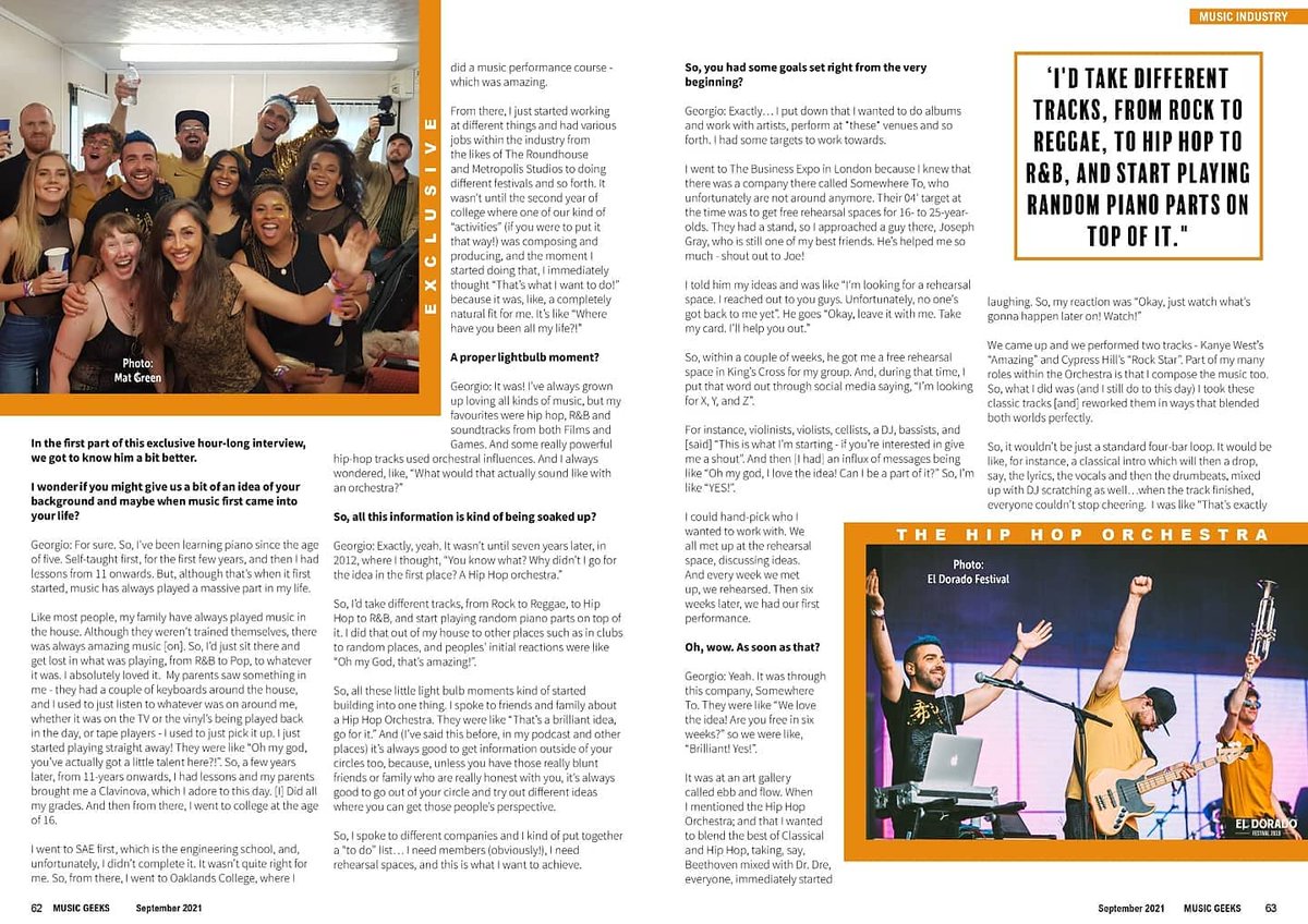 GioSavvides's tweet photo. Was a real honour featuring in the upcoming edition of @MusicGeeksUK Magazine (Full copy coming out on September 24th)

Check out mine and @TheHipHopOrch feature right here 😊❤🙏

Thank you so much to Nicole Alii and Jon Fellowes for the feature and interview https://t.co/9Psm8iEeeS
