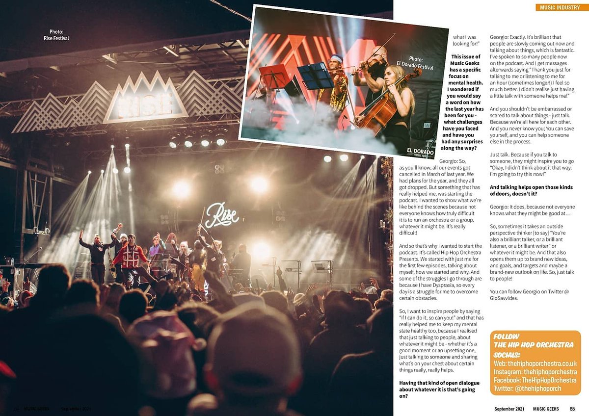 Was a real honour featuring in the upcoming edition of <a href="/MusicGeeksUK/">Music Geeks Magazine</a> Magazine (Full copy coming out on September 24th)

Check out mine and <a href="/TheHipHopOrch/">The Hip Hop Orchestra</a> feature right here 😊❤🙏

Thank you so much to Nicole Alii and Jon Fellowes for the feature and interview