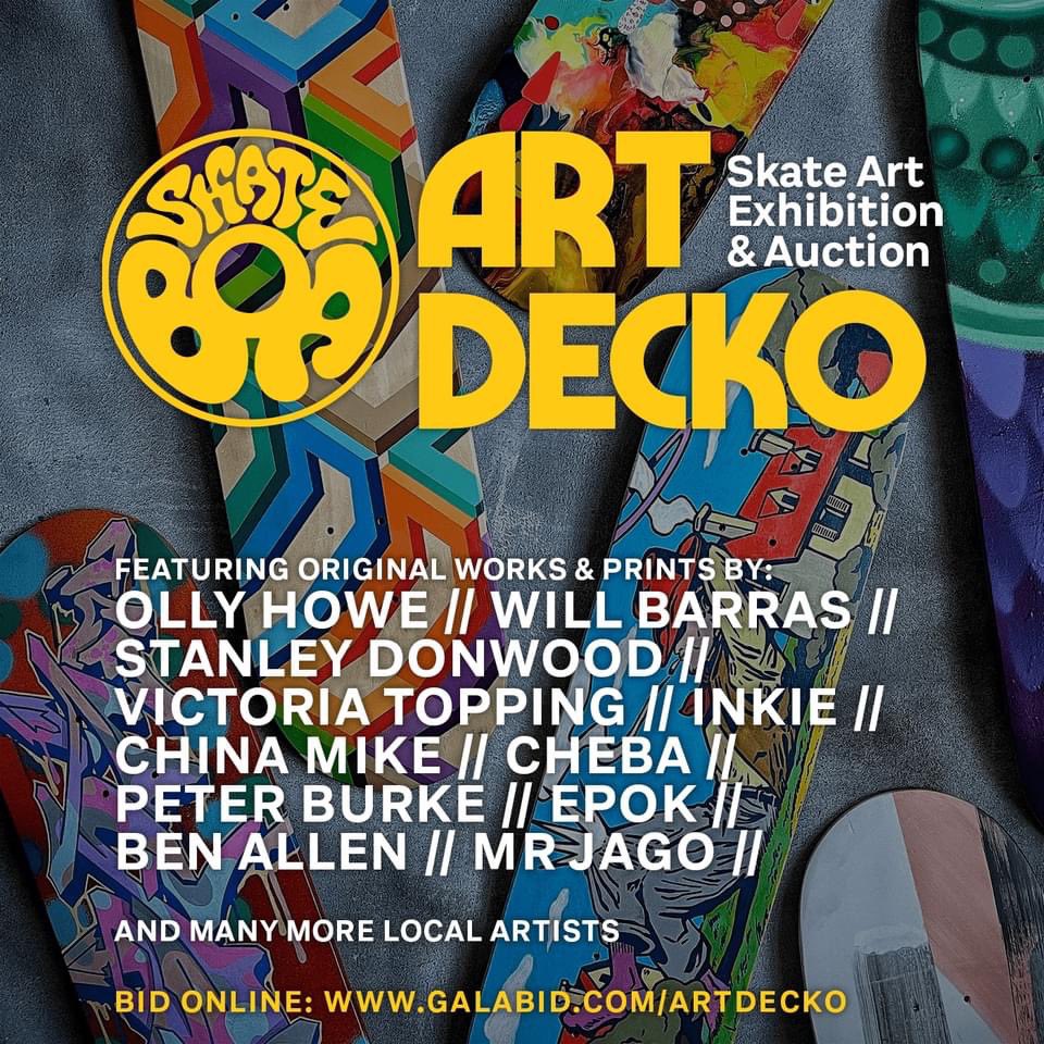 OnSkatepark's tweet photo. Can’t help but SMILE at James Kingman's deck. Like it? Bid on it in our fundraising auction. It ends on 19th September at midnight. https://t.co/kAsJXMBumx 
In other news, we’ve got some serious shed envy going on over the studio where he’s made it. #streetart https://t.co/SnMUMb6Dsc