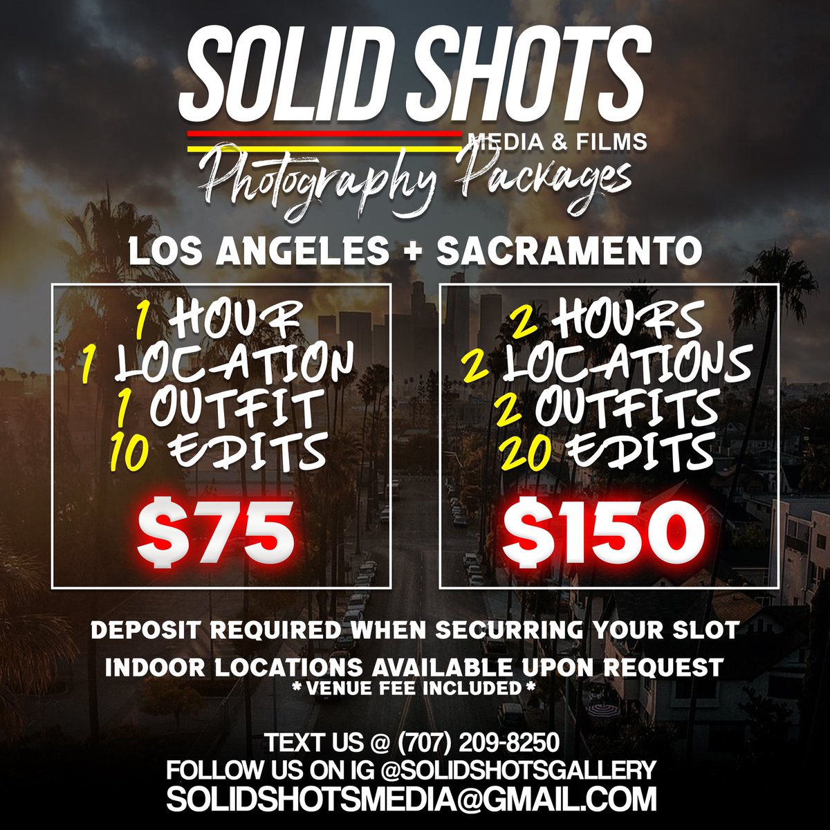 SolidShotsMedia's tweet photo. Text (707) 209-8250 or email SolidShotsMedia@gmail.com to book your next photo shoot with us‼️📸

#SolidShotsMedia #SolidShotsFilms #SolidShotsPhotos #Photography #LosAngelesPhotographer #SacramentoPhotographer #ProfessionalPhotography #PhotoOfTheDay #TheBestPhotographers https://t.co/jAitppN5yW
