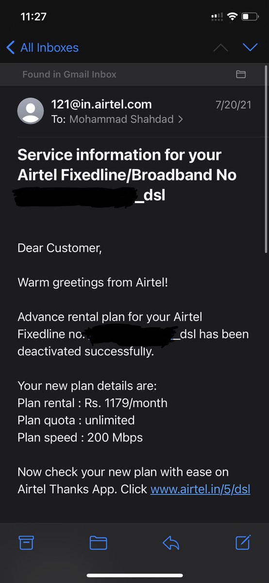 Horrible customer service from @airtelindia @Airtel_Presence They randomly decide to discontinue my advance rental plan without me asking for it and then all their customer support channels just give you false promises of resolution.