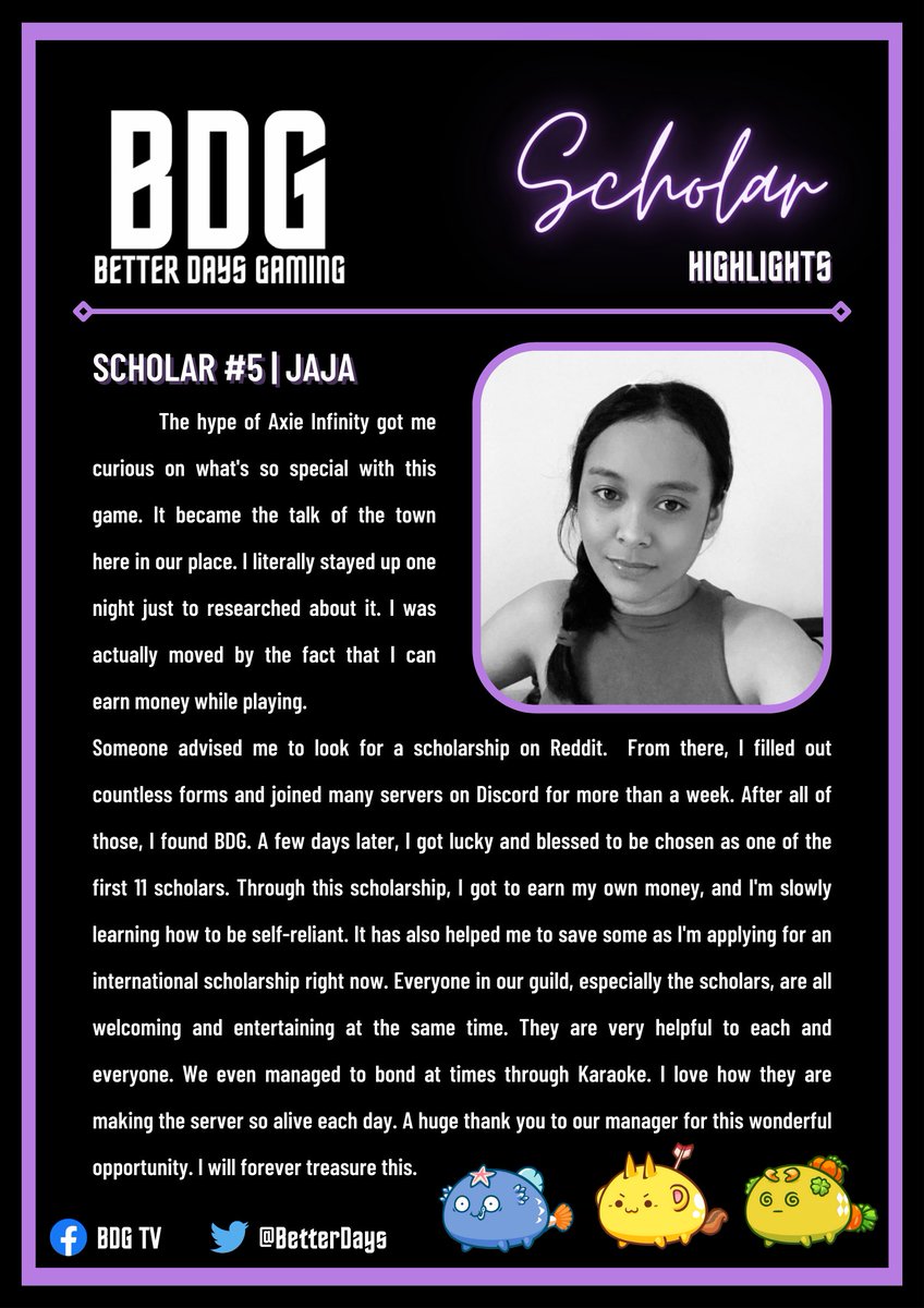 Here's our scholar number 5! :D

#axie #axieinfinityscholarship
