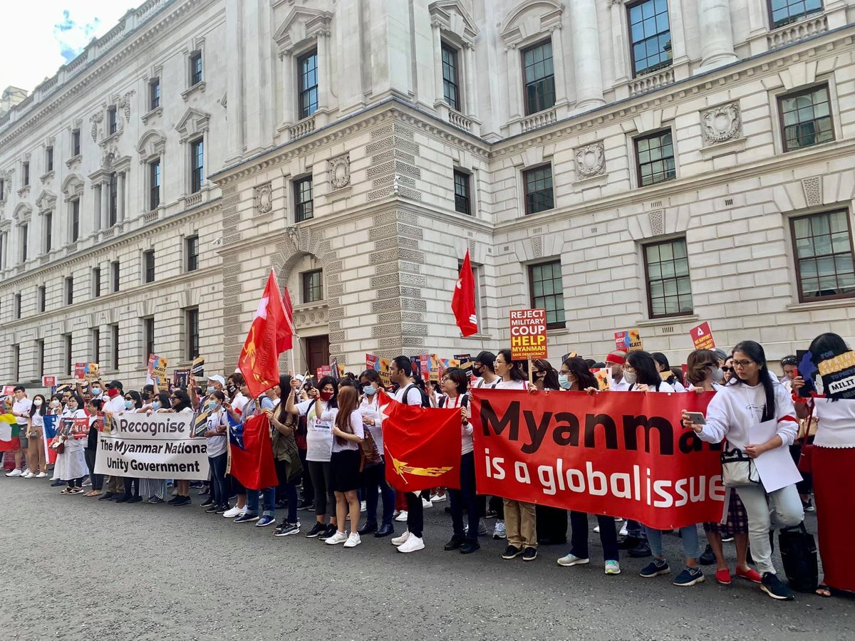 @KyawTun62907405 Supporting from the people of Myanmar all over the world. You are our wish, our hearts and our will. Thank you. Photo from London yesterday at GMSR event to urge UN to support you and NUG.