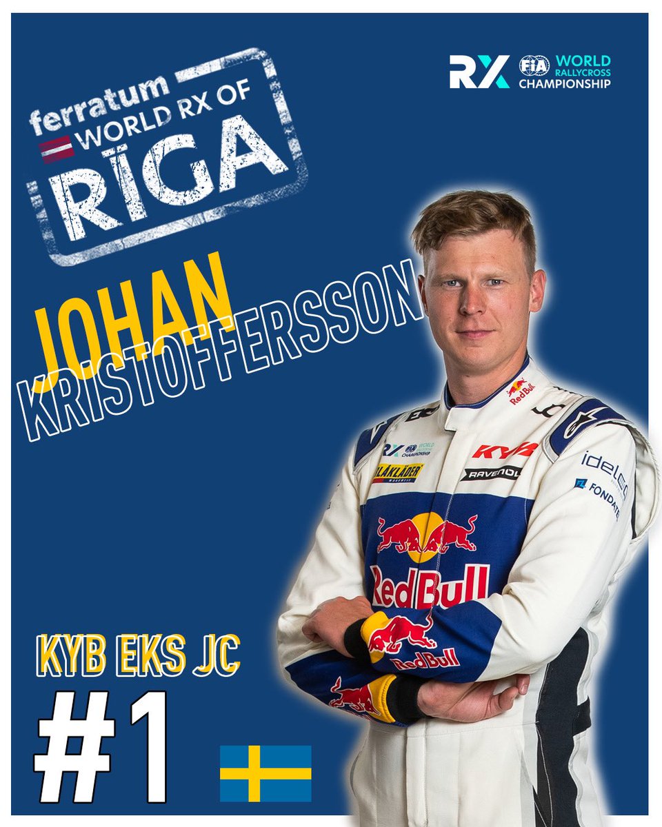 RigaRX's tweet photo. JOHAN KRISTOFFERSSON🇸🇪

Triple #WorldRX champion returns to Latvia - this time around he’ll be driving an Audi S1 #EKSRX Quattro under the flag of KYB EKS JC team!

#RigaRX #FerratumRigaRX #WorldRX https://t.co/Y40iXFHdlu