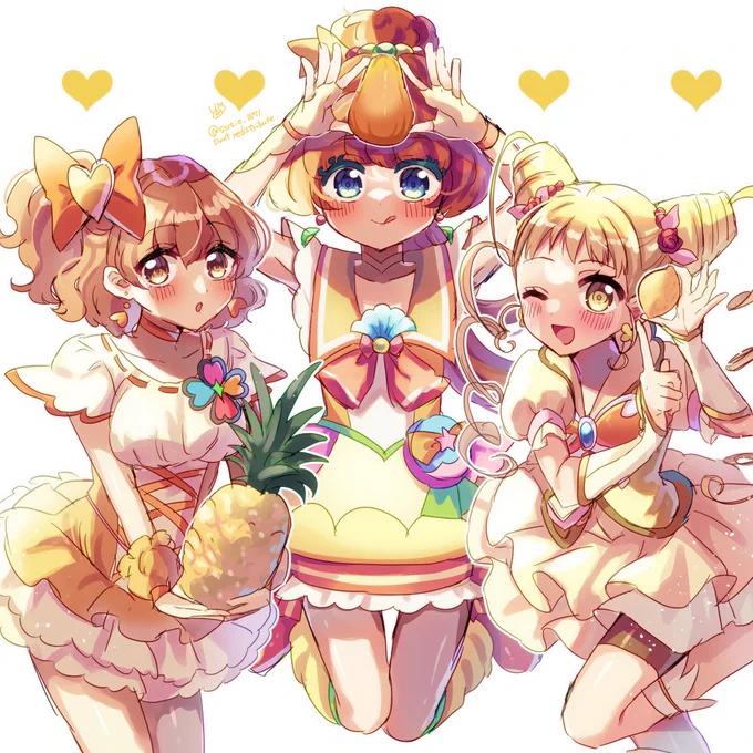 キュアパパイア・キュアレモネード・キュアパイン
トリプルイエローフルーツ💛💛💛 