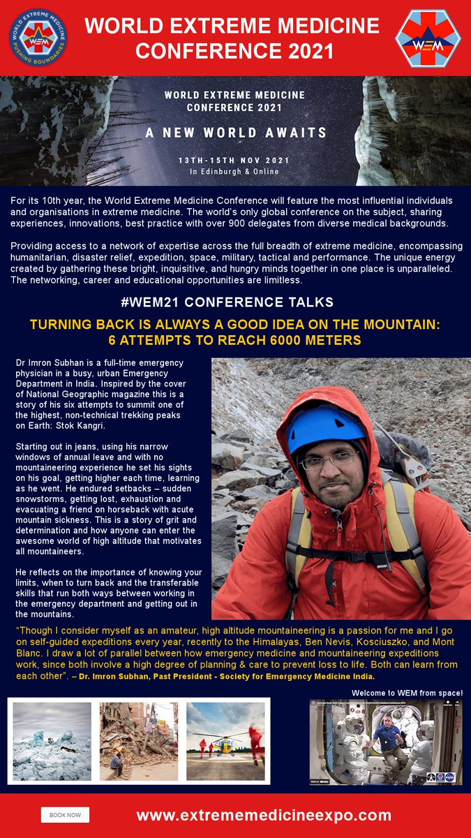 imronsubhan's tweet photo. Entering new frontiers of emergency medicine. Extreme medicine. Sharing the best of my mountaineering experiences at Edinburgh this November 2021. Ultra-super speakers at this conference. You don't want to miss this! @extremeexpo @IFEM2
https://t.co/Wz8p6TYzTx https://t.co/XYml2D2ako