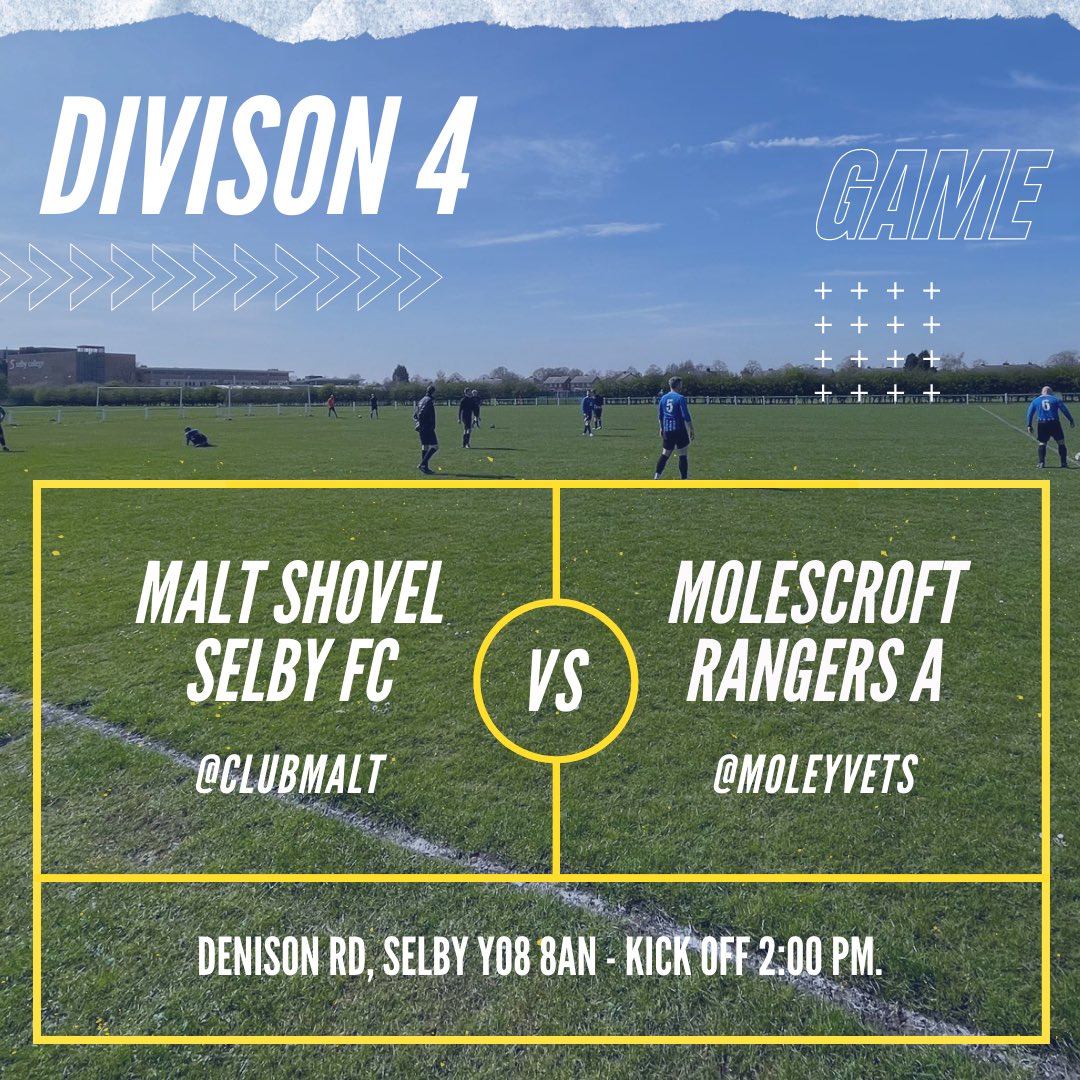 MoleyVets's tweet photo. HERE WE GO! 

📰 2021-2022 Season 📰

🆚 Malt Shovel Selby 
🏆 Division 4
📆 Sunday 12th Sept 2021
🕑 14:00 Kick Off 
📍 Dennison Road, Selby YO8 8AN 

#MSSMRV #MolesAway #MoleyVets #MoleyArmy https://t.co/CTgzliqPhT