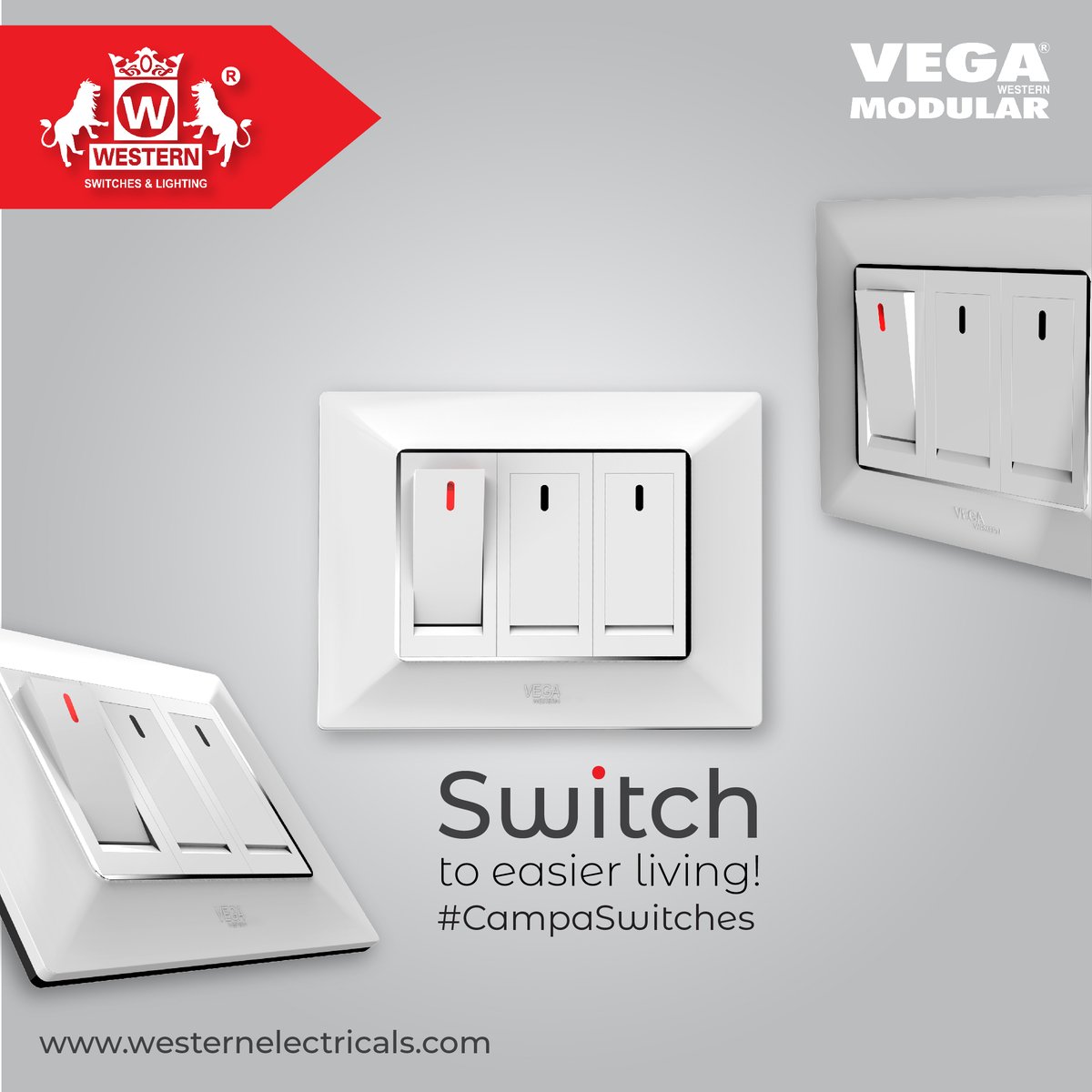 WesternEleInfo's tweet photo. Assemble the all-new Campa Switches to your personal space and #switch to a happier #lifestyle. Add definition and #elegance to your home with our specially curated variance.
#WesternElectricals #VegaModular #Homedecore #switchesandlightings #LightsandSwitches https://t.co/lfNopbhK25