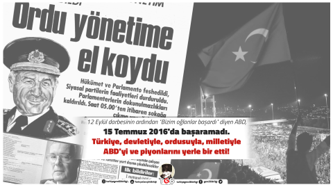 Bugün, Türkiye'nin çok ağır bedeller ödediği #12Eylül Amerikancı Darbesinin 41. yılı.
12 Eylül Darbesinin ardından "Bizim oğlanlar başardı." diyen ABD, 15 Temmuz 2016'da başaramadı. 
Türkiye, devletiyle, ordusuyla, milletiyle ABD 'yi ve piyonlarını yerle bir etti.