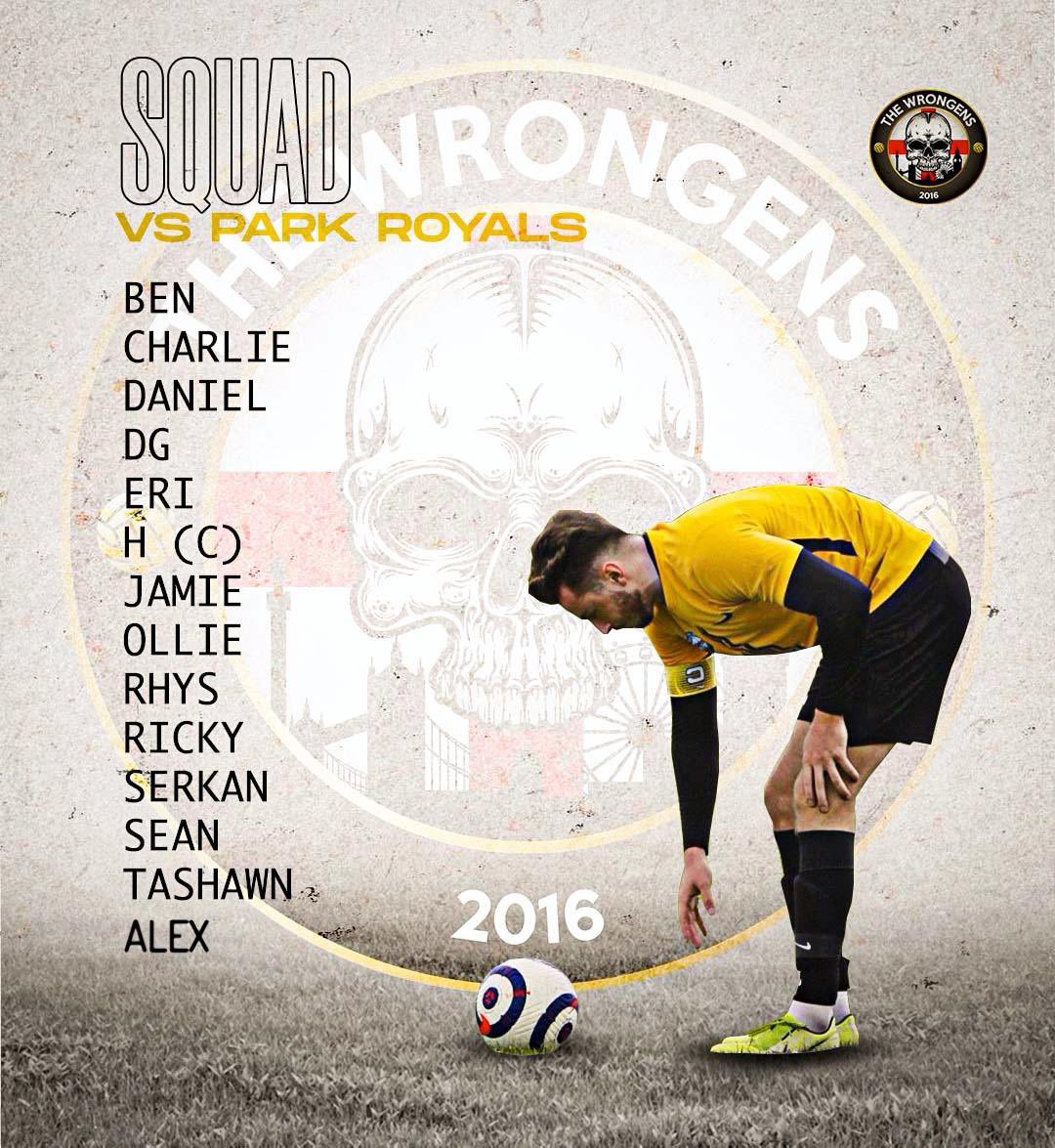 MATCHDAY SQUAD vs Park Royals