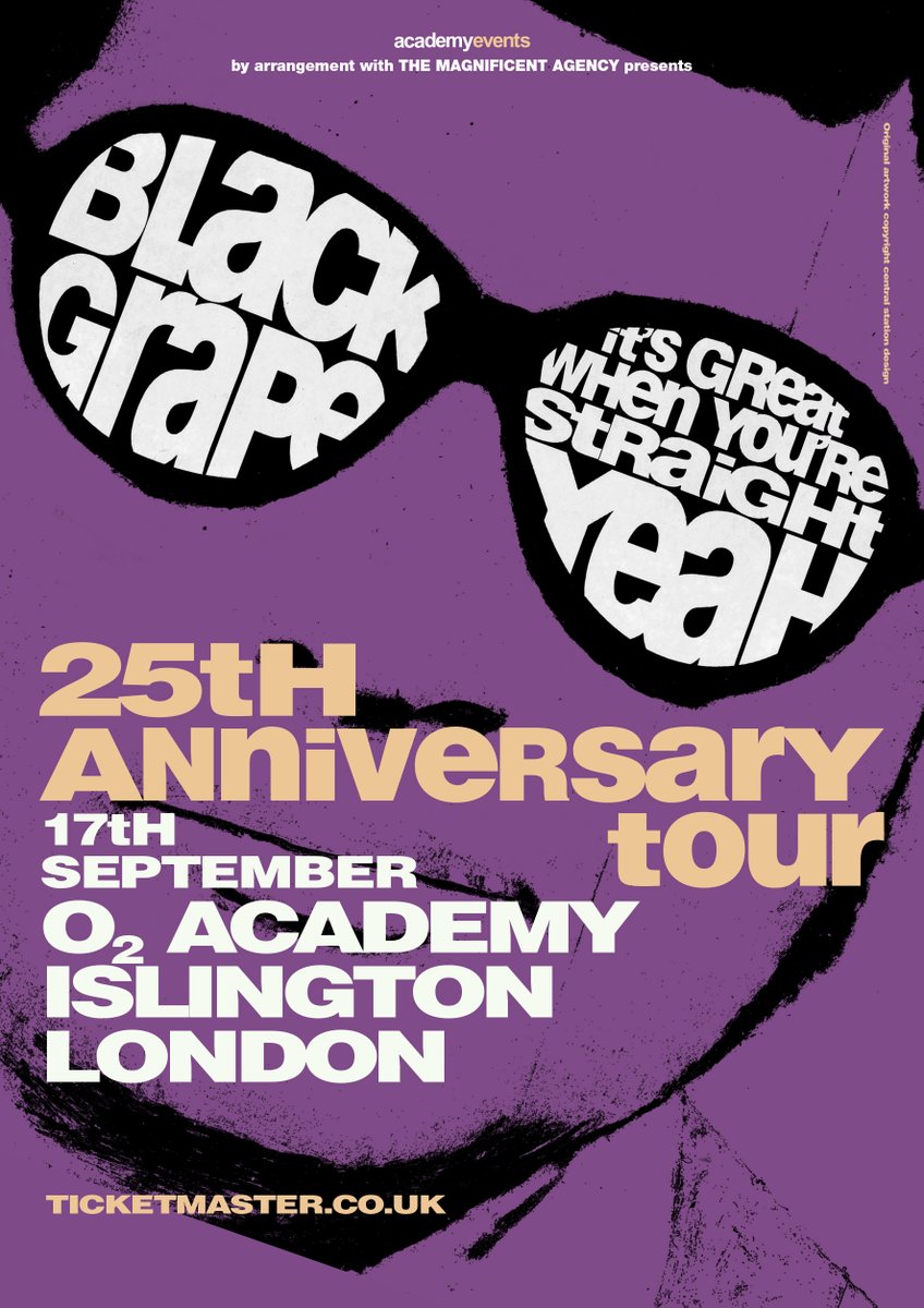 This week... Black Grape play @O2Islington with guests @TheCrooksUK + @RosellasBand on Friday 17th September 2021!!

Tickets:  ticketmaster.co.uk/event/1F005A68…

#BlackGrape #ShaunRyder #KermitLeveridge #TheCrooks #TheRosellas #London 

@This_Feeling @scottsmenswear