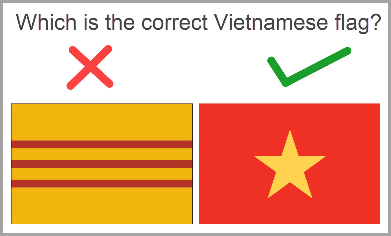 Tai Zen on X 1 The yellow star flag is the official flag of Vietnam. The 3 red stripe flag belongs to the puppet government that was installed in Vietnam by the