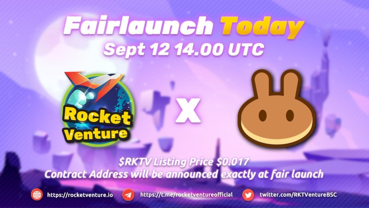 🔥 Fair Launch is Today 🔥
Join Airdrop: wn.nr/3VMAcm

#GameFi #PlaytoEarn #P2E #P2EGaming #NFT #Airdrop #RocketVenture #FairLaunch