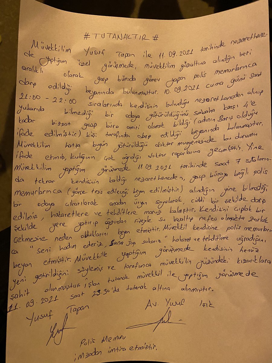 furkannewstr's tweet photo. Bizzat avukatının tuttuğu tutanak olmasına rağmen işkence gören Furkan gönüllüsü için polis dalga geçer gibi "güvende,kaygılanmayın" yalanını söylüyor.
EMNİYET HEM YALANCI HEM İŞKENCECİ Mİ OLMUŞ?
Size mi inanalım işkence gören kardeşimizin ifadelerine mi?
AdanaEmniyetinde İşkence https://t.co/yyBnYWxi10
