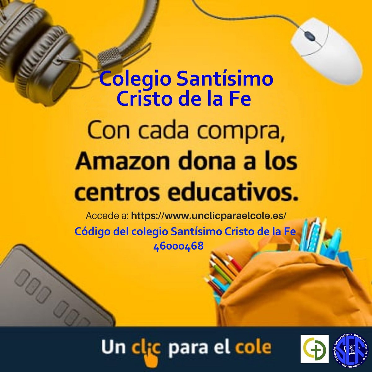 Regresa el Programa "Un click para el cole", con el que puedes ayudar a tu centro educativo y a ti no te costará nada. 
Visita la web unclicparaelcole.es y selecciona nuestro centro (Infantil, Primaria o ESO)
Gracias por tu aportación.
#JosocdelSantíssim
#AmaosComoYoOsHeAmado