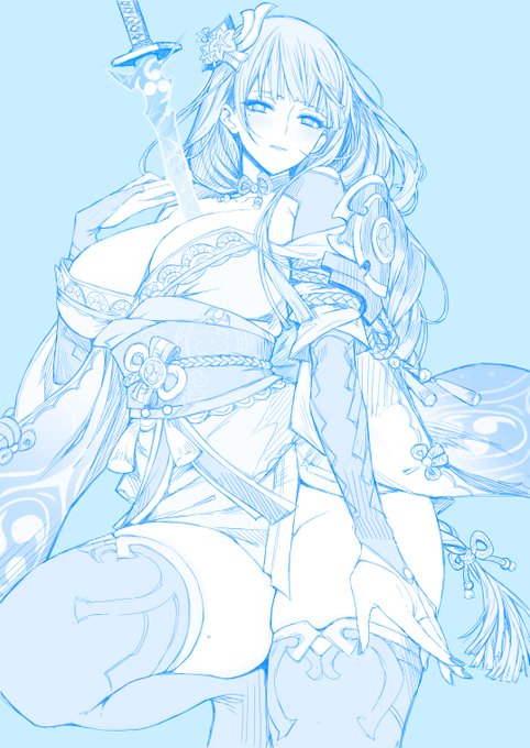 雷電将軍をもっと描きこんでみようと思って、元イラストやモデリングを見比べていました。思っていたよりイラストとモデリングに差があるみたいでモグラたたきのような感じに修正を繰り返してしまった。 