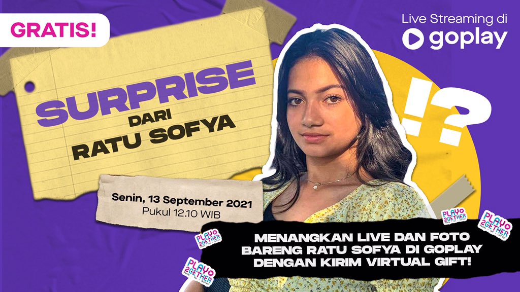 EverywhereID's tweet photo. MinPlay punya kejutan nih buat kalian! Mau tau caranya? Yuk tonton acara live Ratu Sofya besok, pukul 12:10 WIB. Kalian juga berkesempatan live dan foto bareng Ratu loh. Seru banget kan? Jangan ketinggalan ya, hanya di GoPlay~ https://t.co/fvTMOeJErb
#GoPlayIndonesia #RatuSofya https://t.co/XjX56jgjlv
