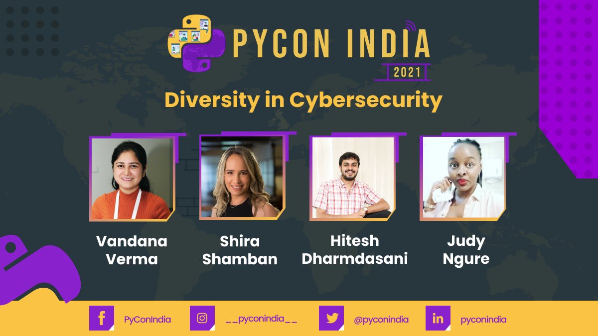 To learn more about how diversity affects technology and culture, attend the panel discussion 'Diversity in Cybersecurity' at #PyConIndia2021

Read more: in.pycon.org/blog/2021/dive…

🎟️ Tickets: bit.ly/pyconindia-fbt…

#pythonprogramming #Conference #cybersecurity #Diversity #Python