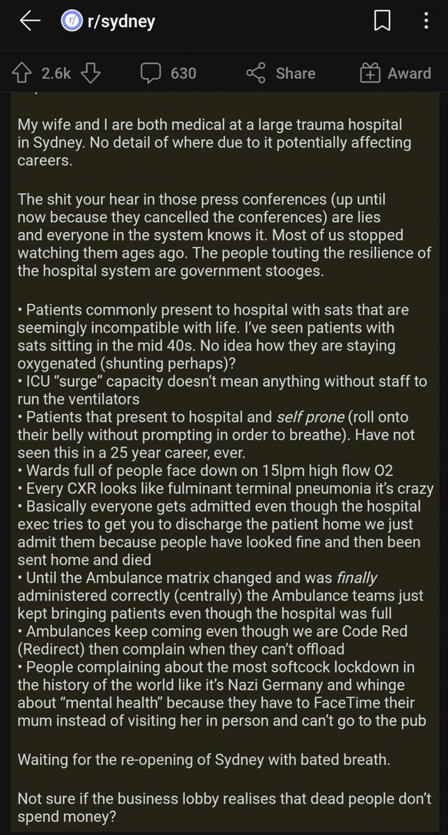 This was shared by someone on FaceBook from Reddit. A healthcare worker’s perspective of working the frontline on Sydney. Please read the entire thing. #COVID19nsw 😔💔