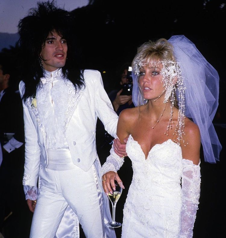 Wedding of Mötley Crüe drummer, Tommy Lee and actress, Heather Locklear in Santa Barbara, California, May 10th, 1986.