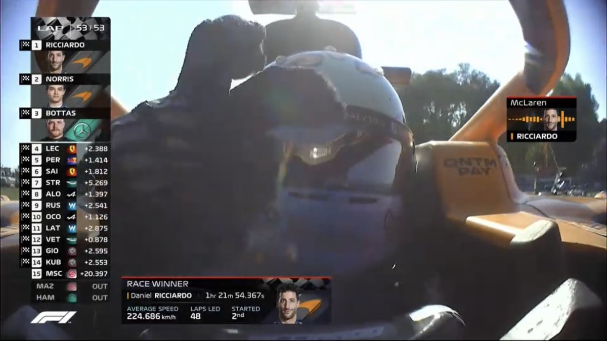 📻Daniel Ricciardo: “Vuuuahhhhhhh! Evet! Kazandık!”

#ItalianGP | #F1