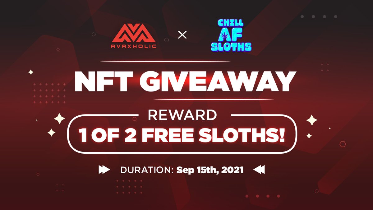 avaxholic's tweet photo. #NFTGiveaway with @ChillAFsloths 

Reward: 1 of 2 free $SLOTHS
🔺 Like, RT, &amp; tag some friends
🔺 Follow @avaxholic &amp; @ChillAFsloths 
🔺 Join https://t.co/KUmLDzFLtk &amp; https://t.co/8lj9IXt8C2

⏰ End in 72 hours

#Avalanche  #nfts #NFTLAUNCH 
#NFTdrop #AvalancheRush $AVAX https://t.co/JJ6Lplt10W