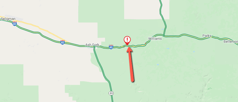 ArizonaDOT's tweet photo. I-40 EB east of Ash Fork: Right lane blocked for a crash at MP 155. 

Check your route before you head out with the ADOT Alerts and AZ511 apps: https://t.co/MxTvyyEdpM

#aztraffic #i40 #ashforkaz https://t.co/LsXZUUScKr