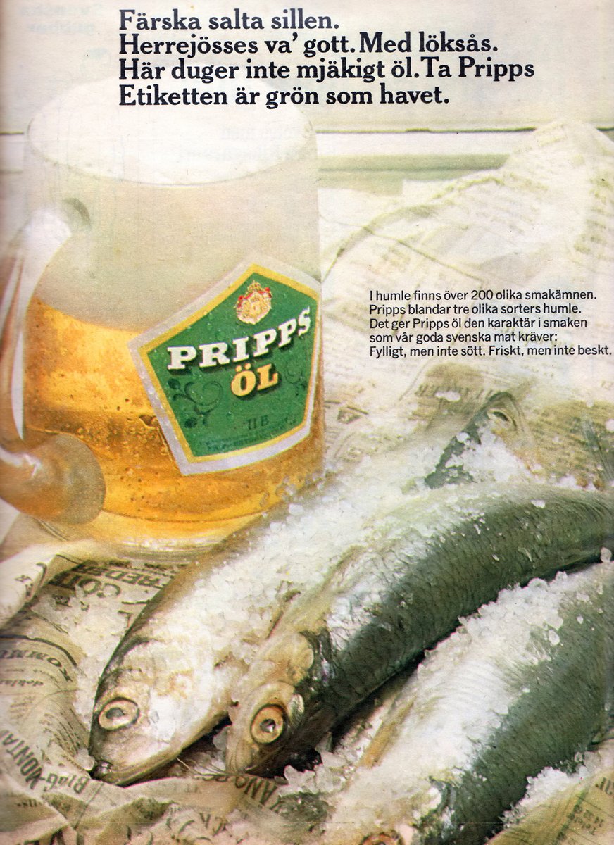Nisseboxx's tweet photo. Färska salta sillen.

#Se 1967 Nr 42 #Pripps #Öl #IIB #ad #reklam https://t.co/7ubVVPu3U4