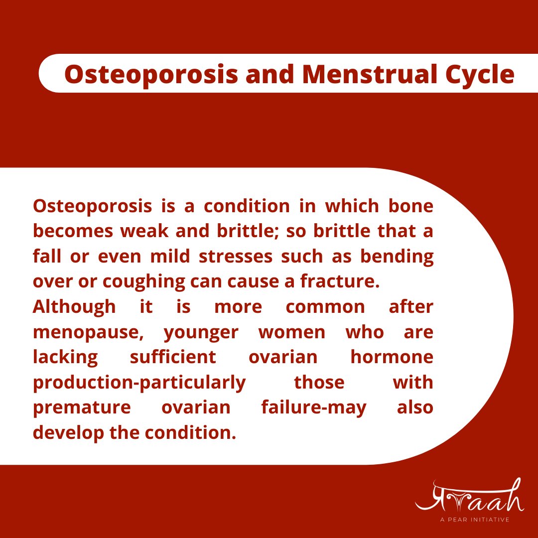 project_pravaah's tweet photo. The fact that osteoporosis can affect premenopausal women experiencing menstrual dysfunction is less commonly known.
Let's find out how menstrual cycle can affect bone density. (1/2)
#Osteoporosis
#MenstrualCycle
#Awareness
#ProjectPravaah https://t.co/PO9NJxqAPf