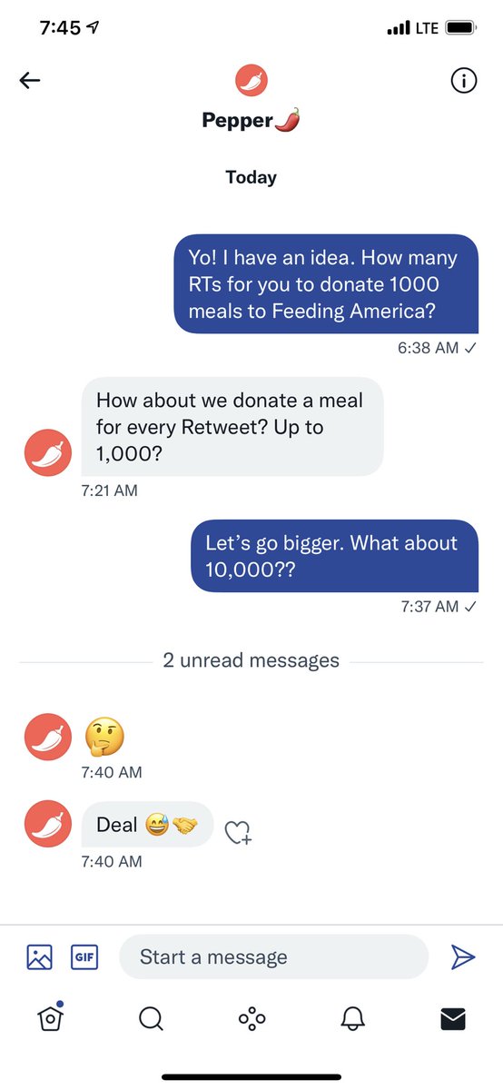Sooo this happened. @peppertheapp agreed to donate a meal to someone in need for every RT that this tweet gets. And they’ll keep donating up to 10,000 RTs/meals. RT to donate a meal, and let’s help fight hunger together.