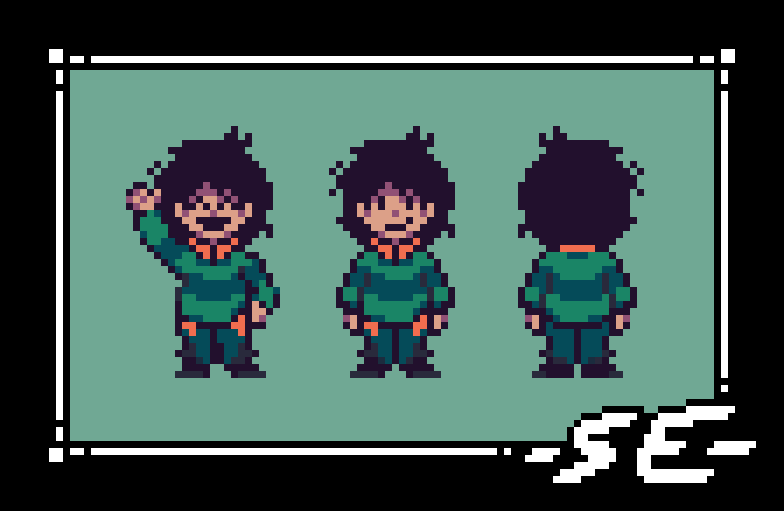 shinyemeraldart's tweet photo. Sorry for the inactivity; was busy with some stuff. Anyhow; new Undertale OC! Edd here is going to be the main protagonist of my project; Disbelief: Aftermath from now on! I'm really happy how his sprites turned out. #undertale #undertaleAU #pixelart https://t.co/YMpWAgswNK