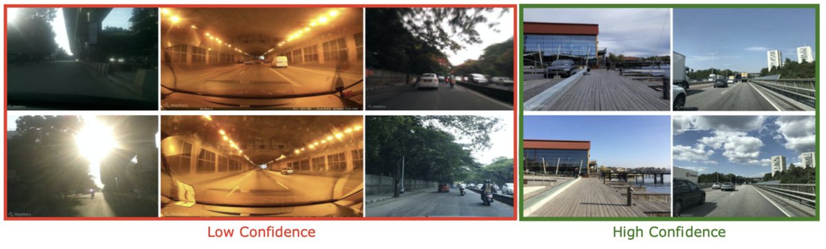 FrederikWarburg's tweet image. We show on the large scale #placerecognition dataset #MSLS that our model gives high uncertainty to challenging places w. harsh sunlight☀️, blur and ambiguous tunnels. This can help propagate uncertainties to downstream decisions and ensure timely interventions from the user. 4/4