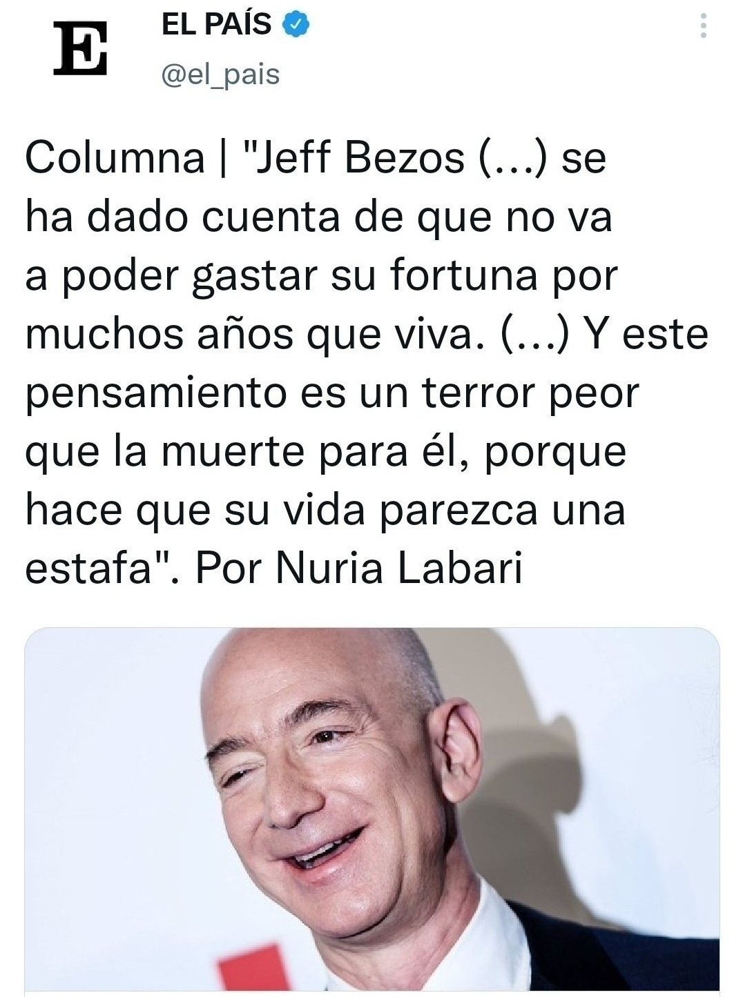 Jeff Bezos me da pena, ha dicho que le es imposible gastar mas de lo que genera