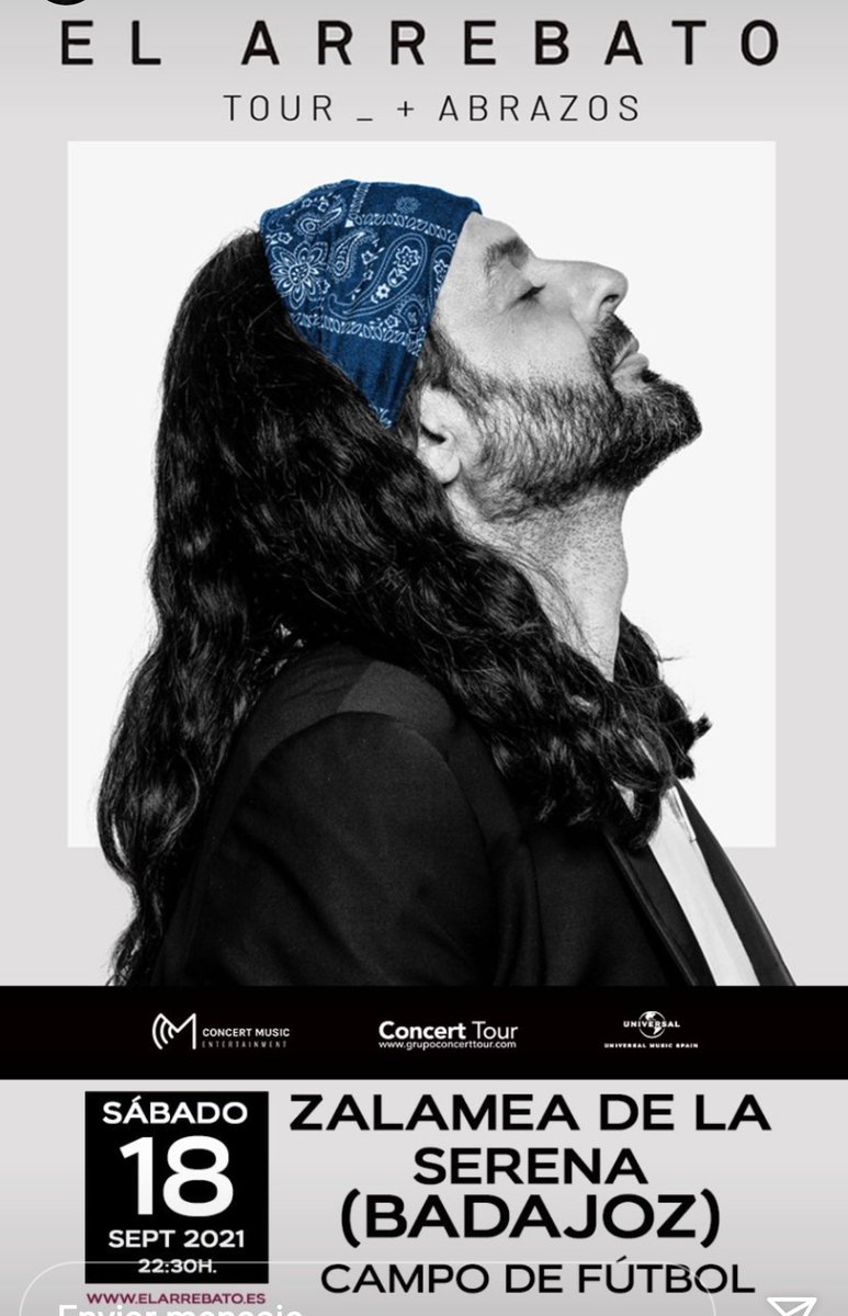 TourCualquiera's tweet photo. Escucha en directo "+ABRAZOS", el nuevo disco de @arrebatoficial 
APUNTA 
🗓18 Septiembre en ZALAMEA DE LA SERENA(Badajoz) 🎟➡ https://t.co/cVXZPzij8v https://t.co/SSpsRYZ3lc