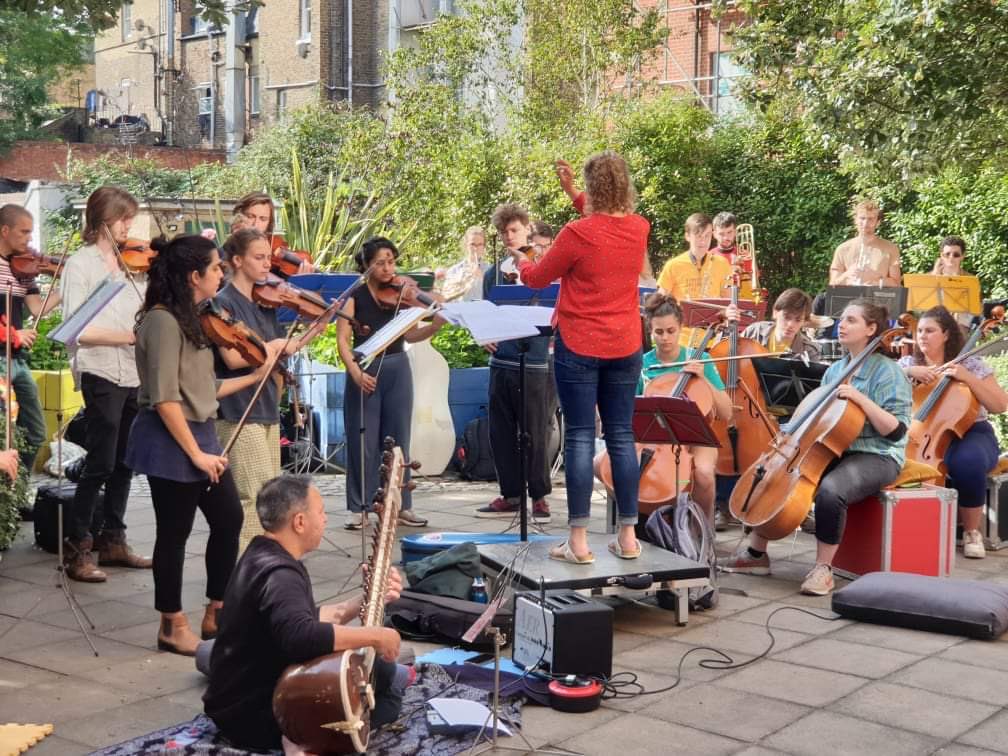 TecsonRoy's tweet photo. The residents and staff of Mary Seacole Nursing Home enjoyed the concert in our garden with the Street Orchestra Live #SOL @NHSHomerton @LouiseEgan18 @ommahiggins https://t.co/fhwmLDLJgY