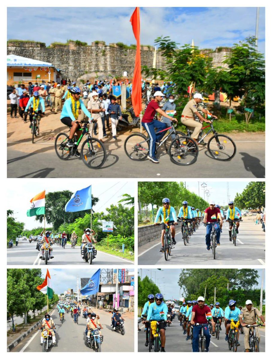 In Commemoration of #AzadiKaAmritMahotsav @crpfindia‘s cycle rally Day22 flag off at #Shyamgarh Fort in Nirmal, #Telangana. The Cycle Rally which began on 22nd Aug 2021 from #Kanyakumari will culminate at Raj Ghat in New Delhi. #AmritMahotsav