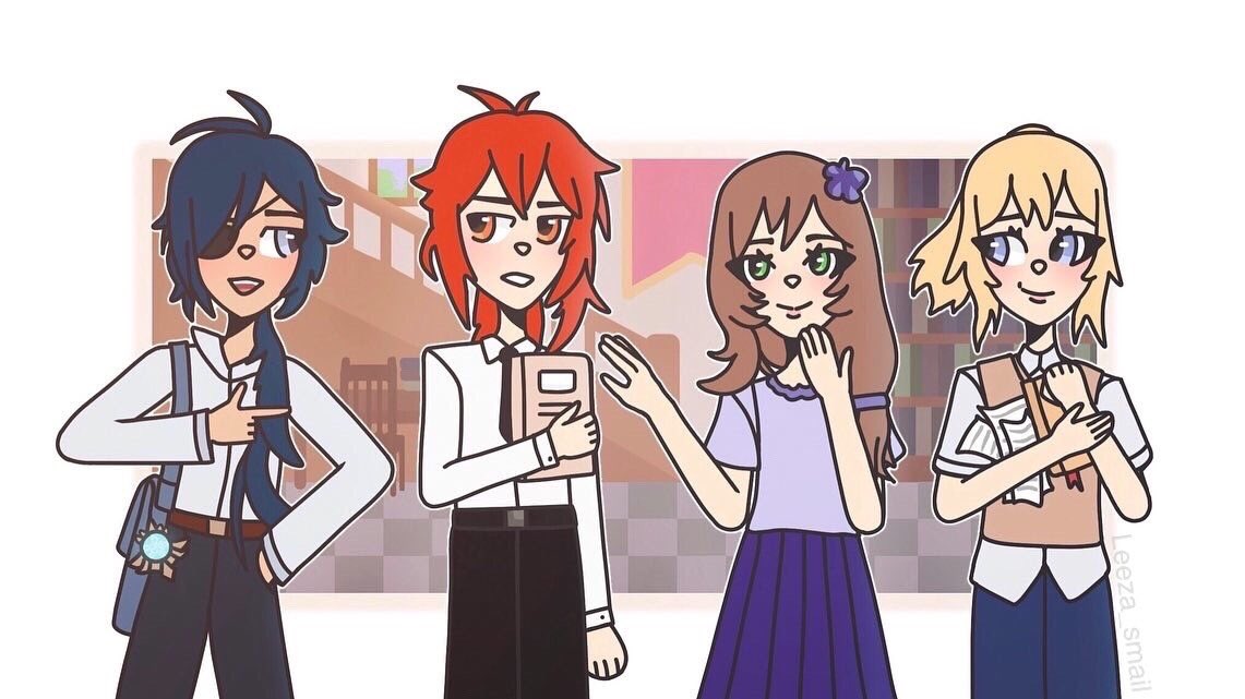 Leeza_Smail's tweet photo. School AU👀 #genshinimpact #genshinimpactfanart #keya #diluc #jeangunnhildr #lisaminci #геншинимпакт #геншин #fanart #фанарт https://t.co/plw5eDMFbo