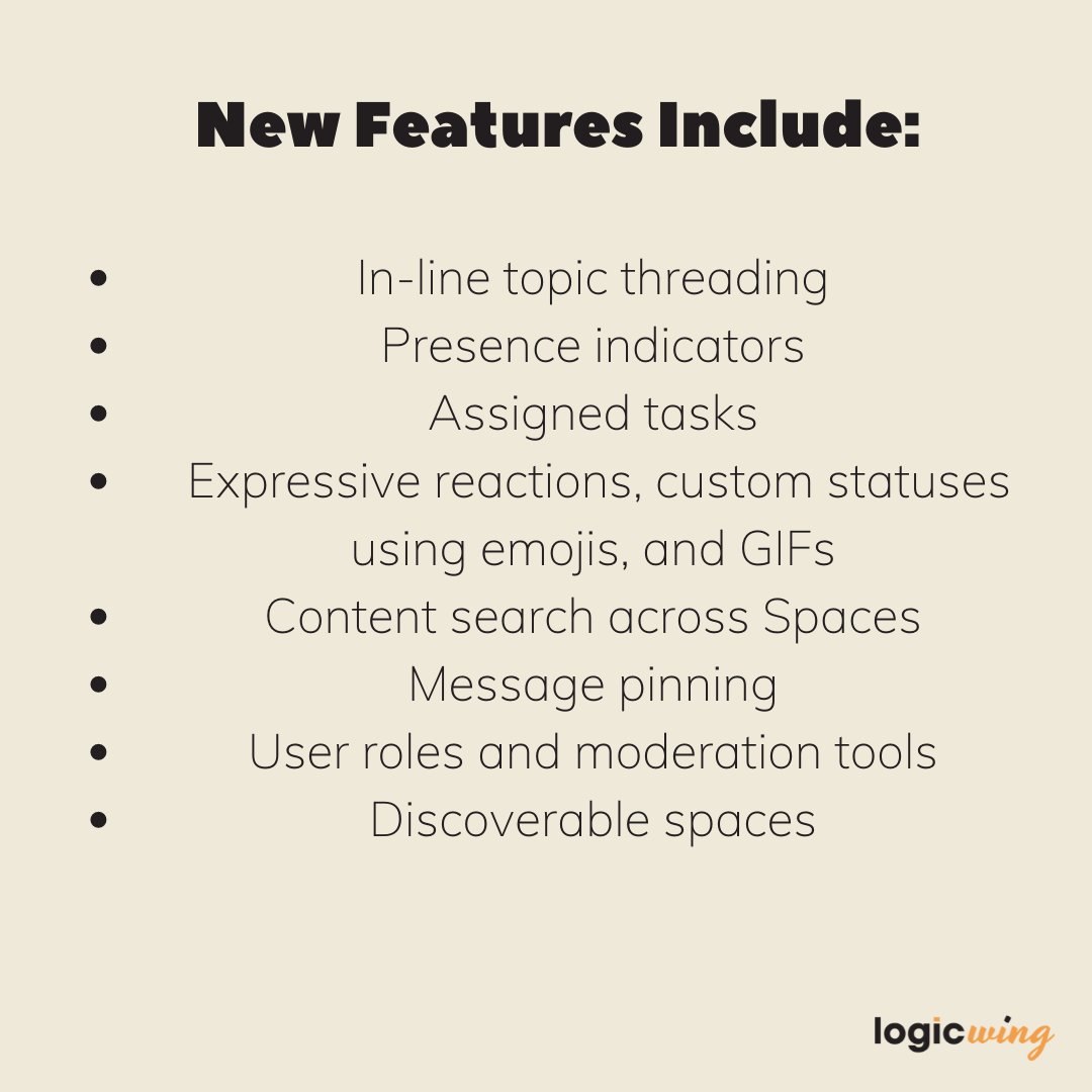 logicwing's tweet photo. Evolving Rooms in Google Chat to Spaces to create a richer, more collaborative experience #GoogleWorkspaceUpdates #GoogleEDU #GoogleWorkspace #GoogleChat #LogicWingTips #GoogleChat #Classroom #Teachers https://t.co/9ChKc5hnWt