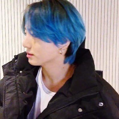 blue and mullet hair……
