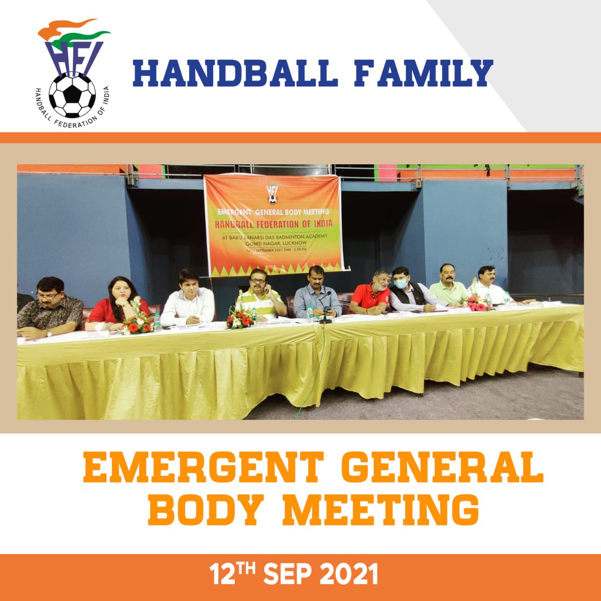 JaganMohanRaoA's tweet photo. Emergent General body Meeting of Handball Federation of India was held on today at Babu Banarasi Das Badminton Academy Lucknow.
#teamhandball #HFI #GeneralBodyMeeting https://t.co/trB6dG1Edj