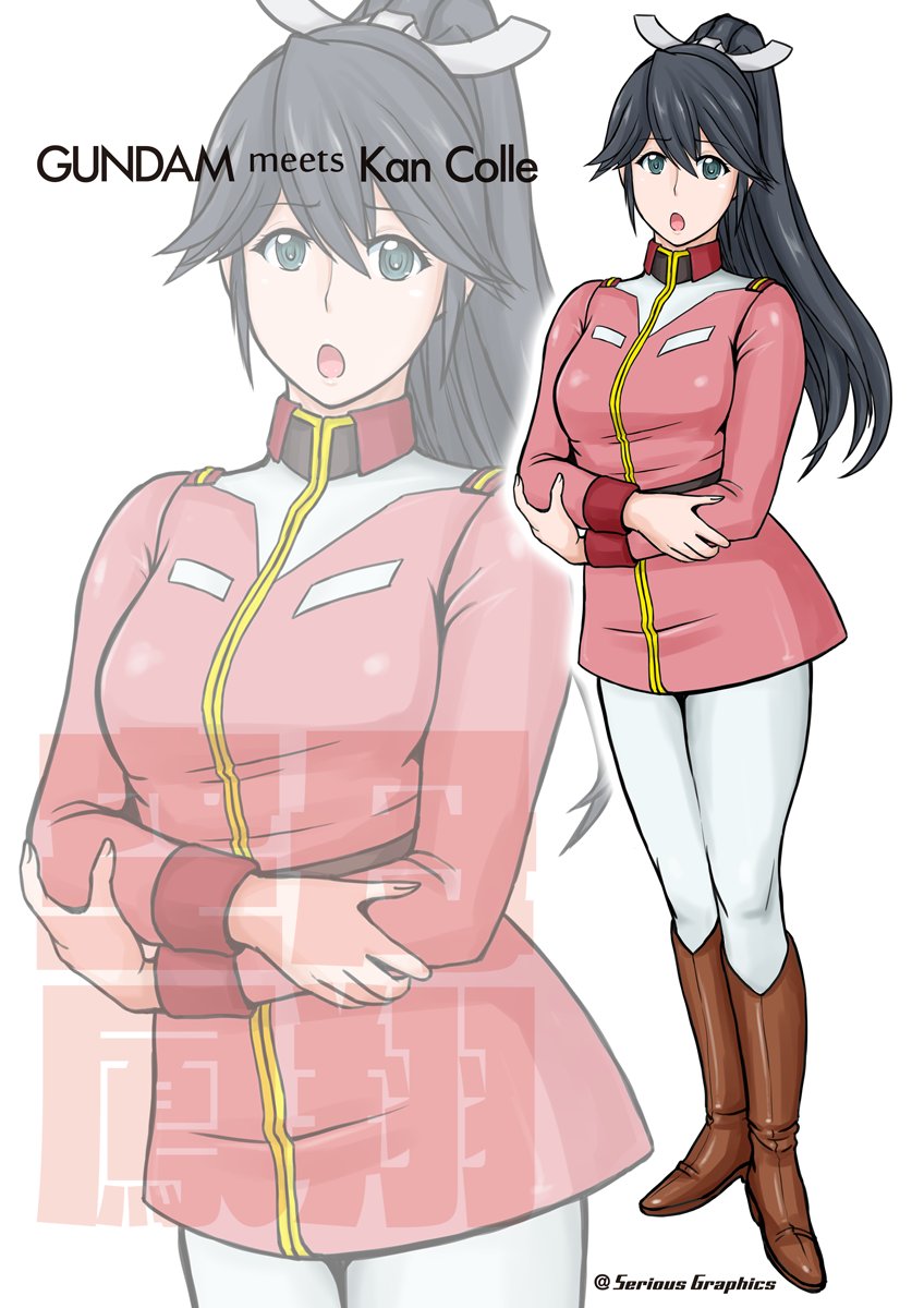 houshou (kancolle) 1girl military uniform ponytail uniform military boots solo  illustration images