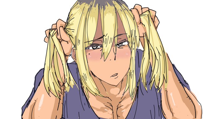 成人男性のツインテールはこう、やはり25~32歳辺りで
「普段は絶対そんな髪型しないけど顧客の要望に応えるため渋々了承…。しかし髪ゴムが二つも無いから手でポニーテールするも(うわキッツ…)と自覚している感じ」
がベストだ…
うさぎさんのポーズにもちょっと見えるのでキツさが加速する…