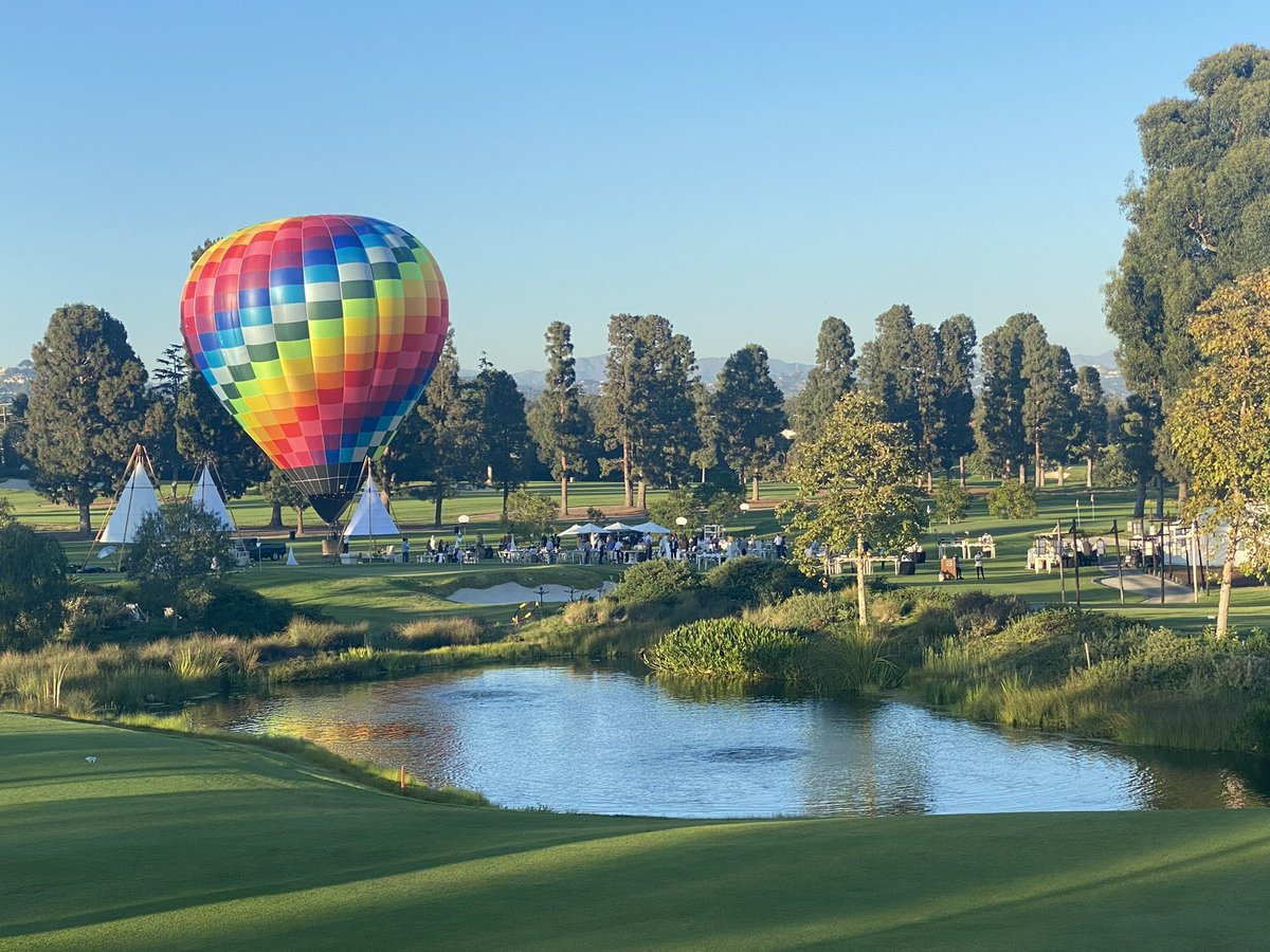 Hot air balloon out on the course for a member event last night.