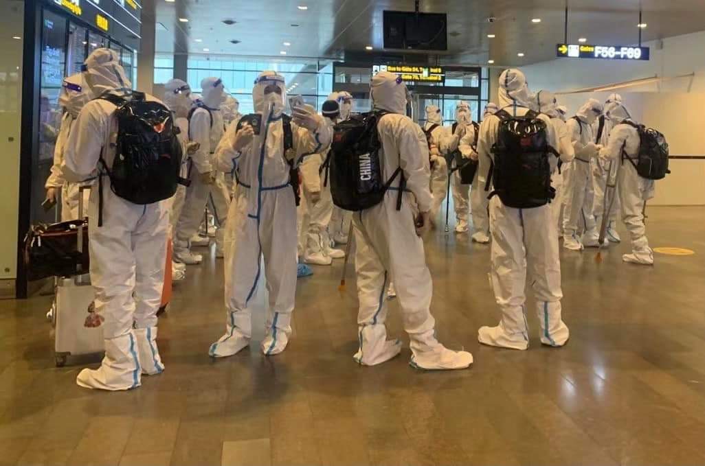 KeithMEWAS's tweet photo. This is not a joke. The Chinese national hockey team just arrived in Sweden. Seriously afraid of coming to Covid Land. Curious to know how they will dress for match in the graveyard of ambition when it comes to handling the pandemic. https://t.co/96yF3MAsQu