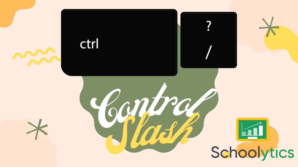 In Google Apps use Control Slash to view the keyboard shortcuts.  #keytips #googleEDU