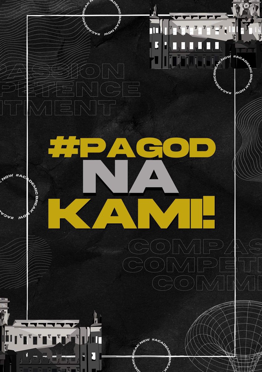 PASTEMUNO's tweet image. PAGOD NA KAMI! PLEASE LANG, ACADEMIC BREAK NOW!

We are 12STEM01 and we stand for an immediate University-wide academic break. UST, heed our calls and actualize your performative compassion!

#PagodNaKami
#AcademicBreakNow
#LigtasNaBalikEskwela