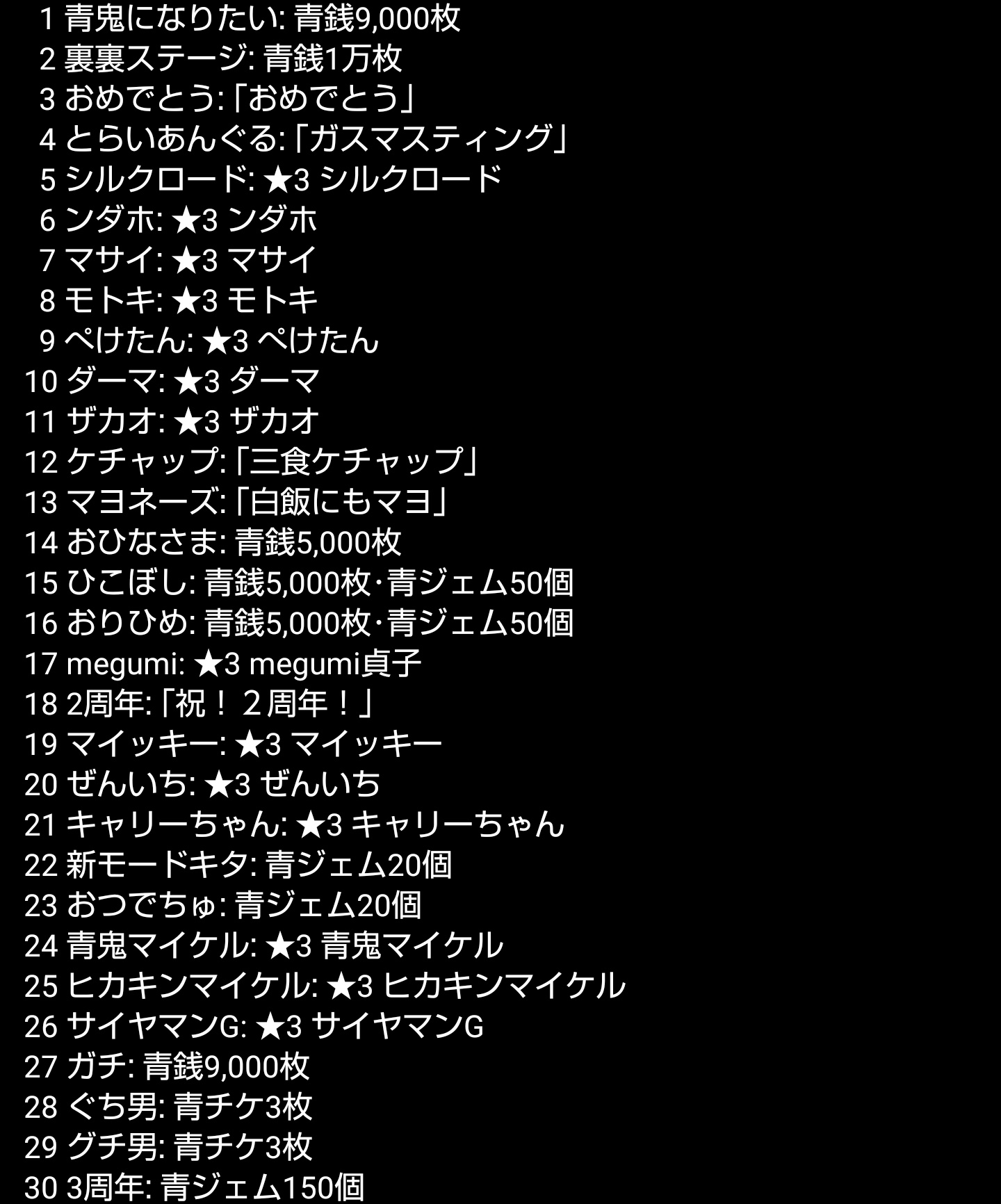 ゆーき 青鬼オンライン 3周年記念 おまけ 名前でもらえる報酬 まだもらってない報酬の名前でプレイして 報酬をゲットしちゃってくださいね W 特定の名前にしてプレイしても現在はもらえない報酬が存在する可能性があります T Co