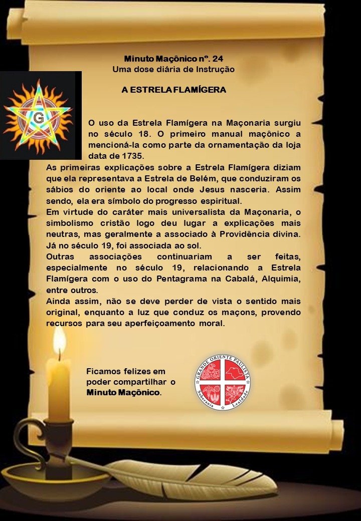 MinutoMaconico's tweet photo. Minuto Maçônico - 24
A Estrela Flamígera ⭐
#minutomaçônico #maçonaria https://t.co/uCvii2xLPo